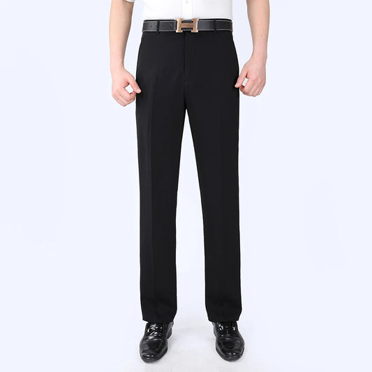 Men Business Thin Silk Pants 29-56 Male Big Size Formal Classic Black Breathable