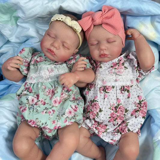 20 Inch Finished Reborn Dolls LouLou Twins Girl Silicone Vinyl Newborn Doll Lifelike Handmade Toy Christmas Gift