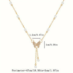 Fashionable and Versatile, Personalized Women's Butterfly Pearl Chain