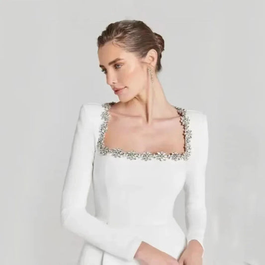 A-Line Women Short Wedding Dresses Quality Long Sleeves
