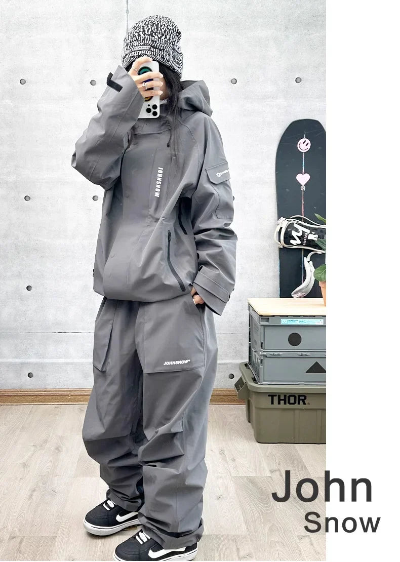 John Snow Winter Ski Suits Men And Women Outdoor Waterproof Breathable Warm Snowboarding Suit Sets Skiing Jacket And Pant