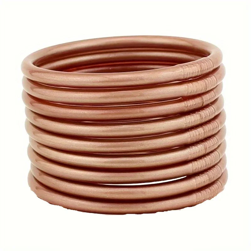 9Pcs/set Buddhist Jonc Bracelet Jewelry Lightweight Bowknot Glitter Jelly Silicone Bangle Bracelet for Women Buddha Girls