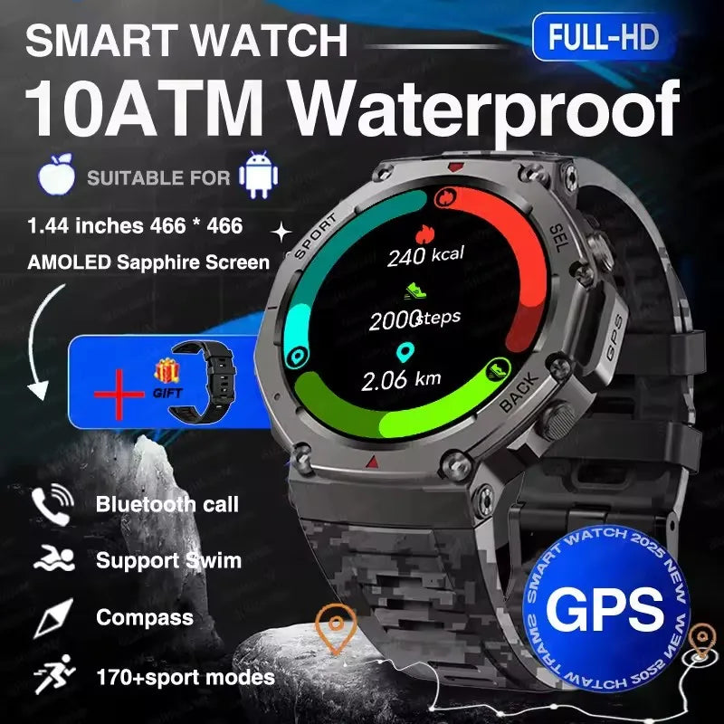 T-Rex 3 Ultra Built-in Dual-band GPS Smartwatch 5ATM Waterproof 48mm AMOLED Compass 170+ Sport Durable Military Smart Watch 2025
