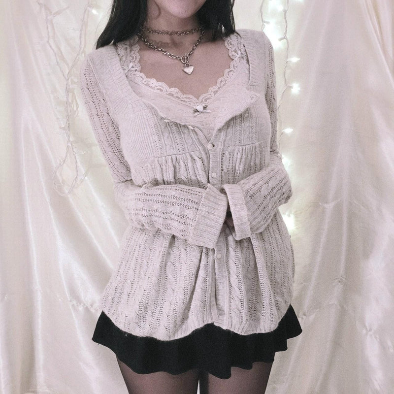 Aesthetic Kawaii Knitwear T-shirt Women Clothes Coquette Grunge Y2K