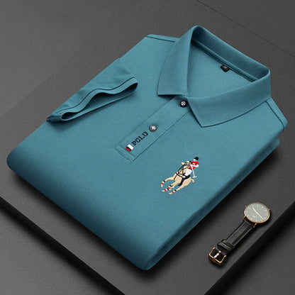 Brand Embroidered Men's Pure Cotton Popsicle Cotton Short Sleeved Polo Shirt Summer New Business Casual Breathable Men's Top 4xl