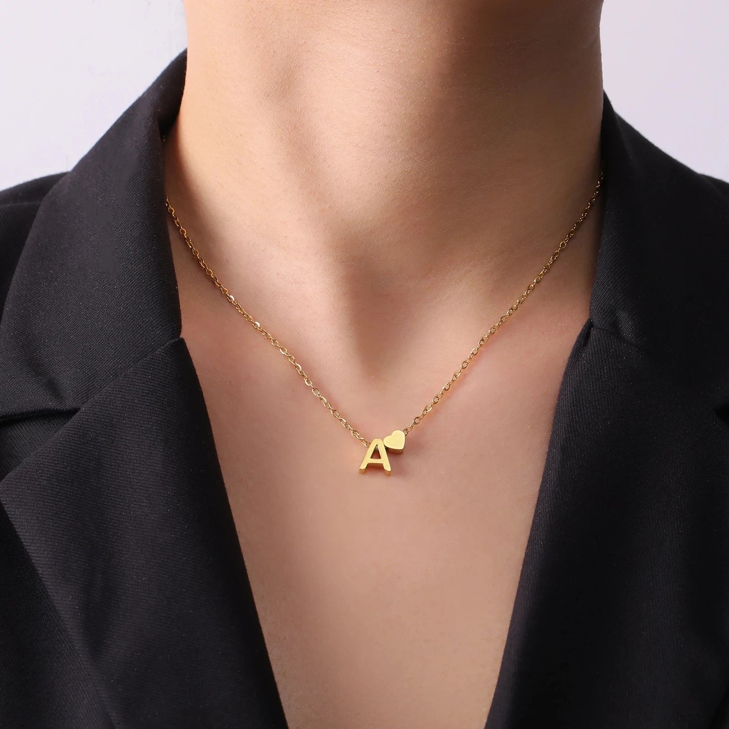 Minimalist Initial A-Z Letter Necklace for Women Alphabet Stainless Steel Choker