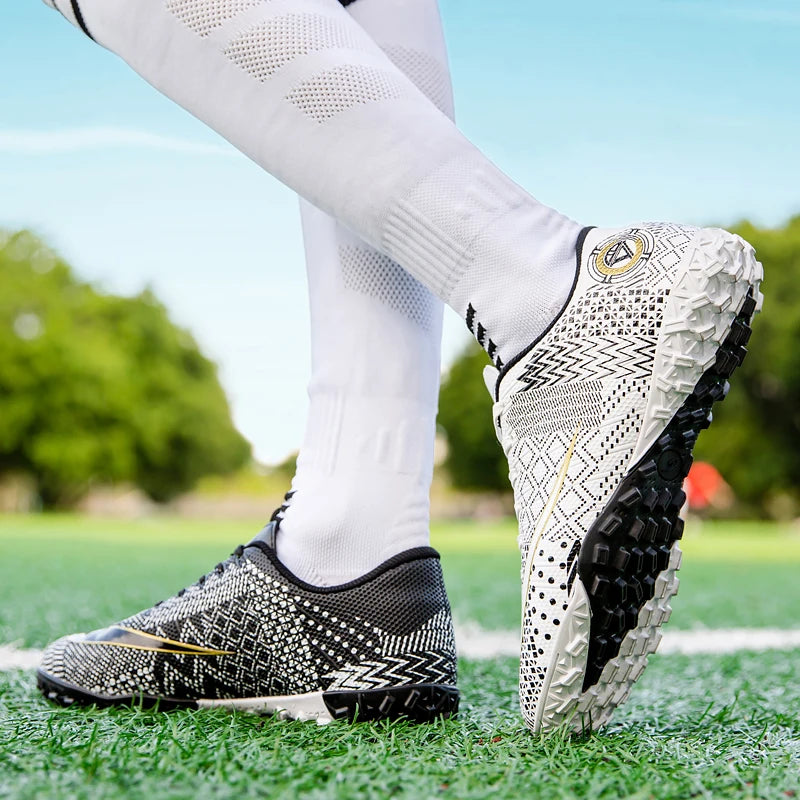 Professional Unisex Soccer Shoes Long Spikes TF Ankle Football Boots