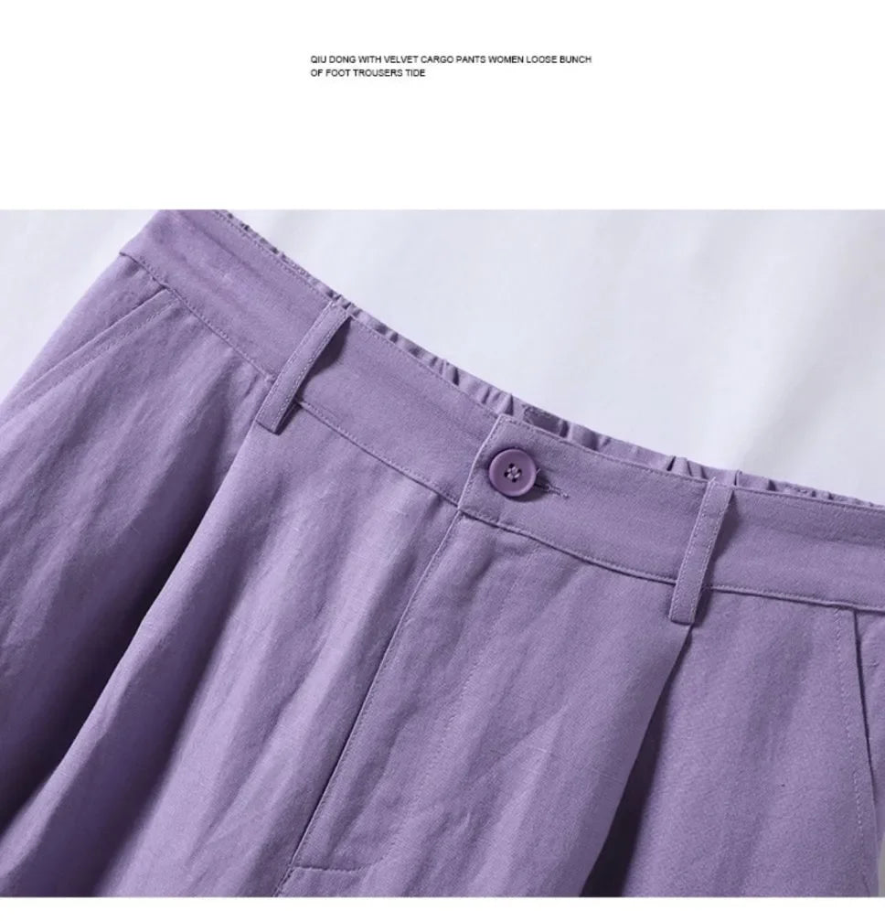 Cotton and Linen Shorts for Women Summer 2025 Loose High Waisted Wide Leg Pants Casual Versatile Solid Retro Straight Shorts