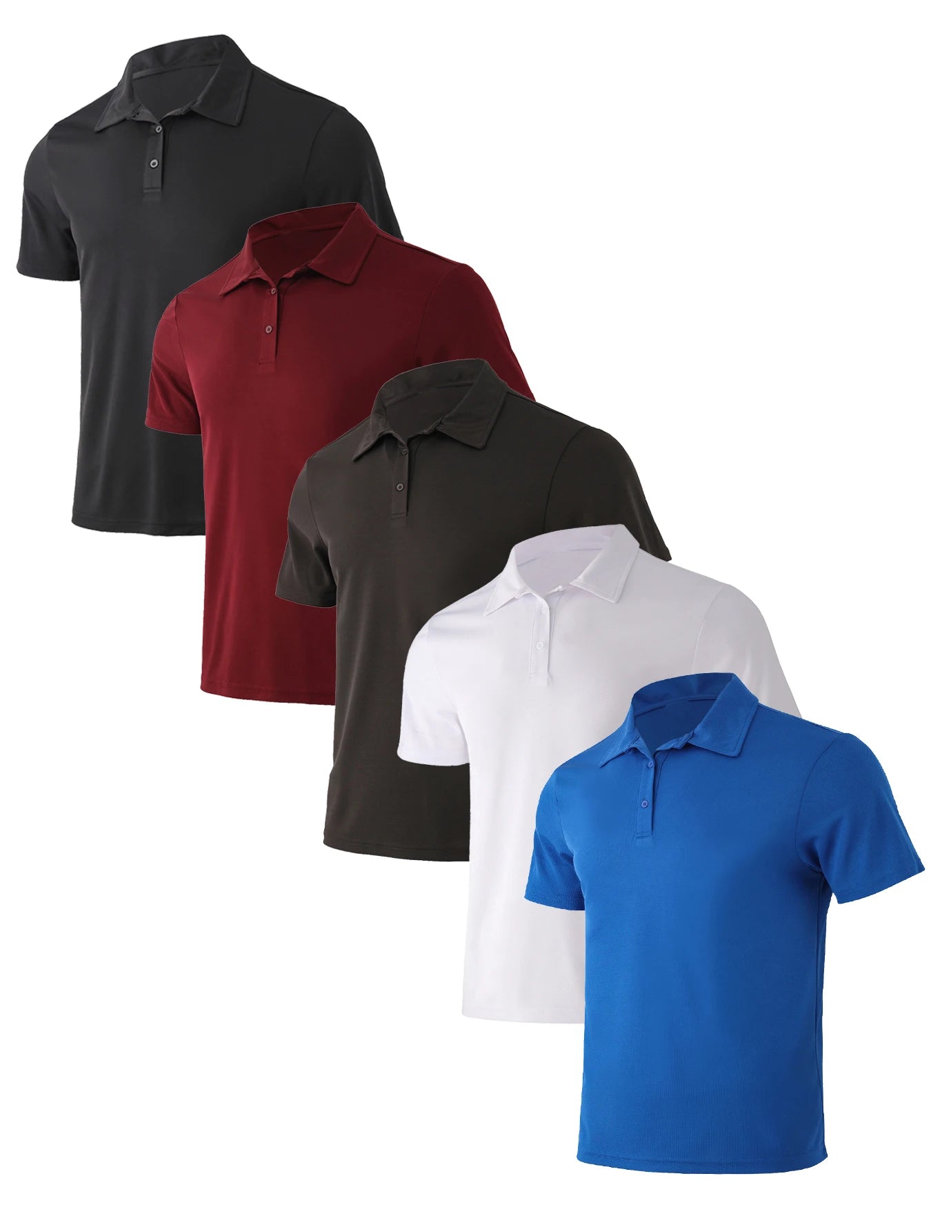 5-piece men's summer solid color short sleeved polo shirt breathable quick drying short sleeved top