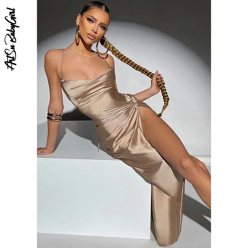 Evening Dresses: Party Dresses Backless Midi Dress Women Sleeveless