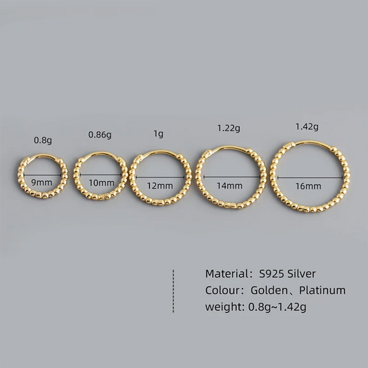 WANTME 925 Sterling Silver Fashion Minimalist Beads Huggies Hoop Earrings for Women Trend Charm Ear Buckle Bohemian Jewelry Gift