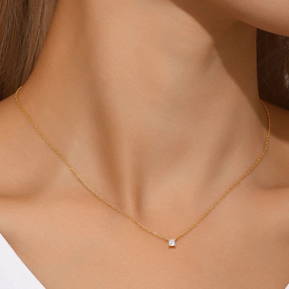 Aide 925 Sterling Silver Necklaces Charms for Women Crystal Cross Clavicle Collar Chain Simple Choker Necklace Accessories Gift