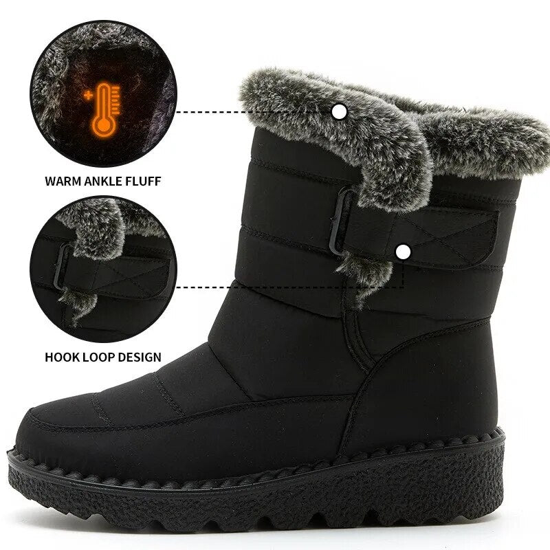Waterproof Winter for Fur Long Platform Snow Warm Cotton Couples Shoes Plush