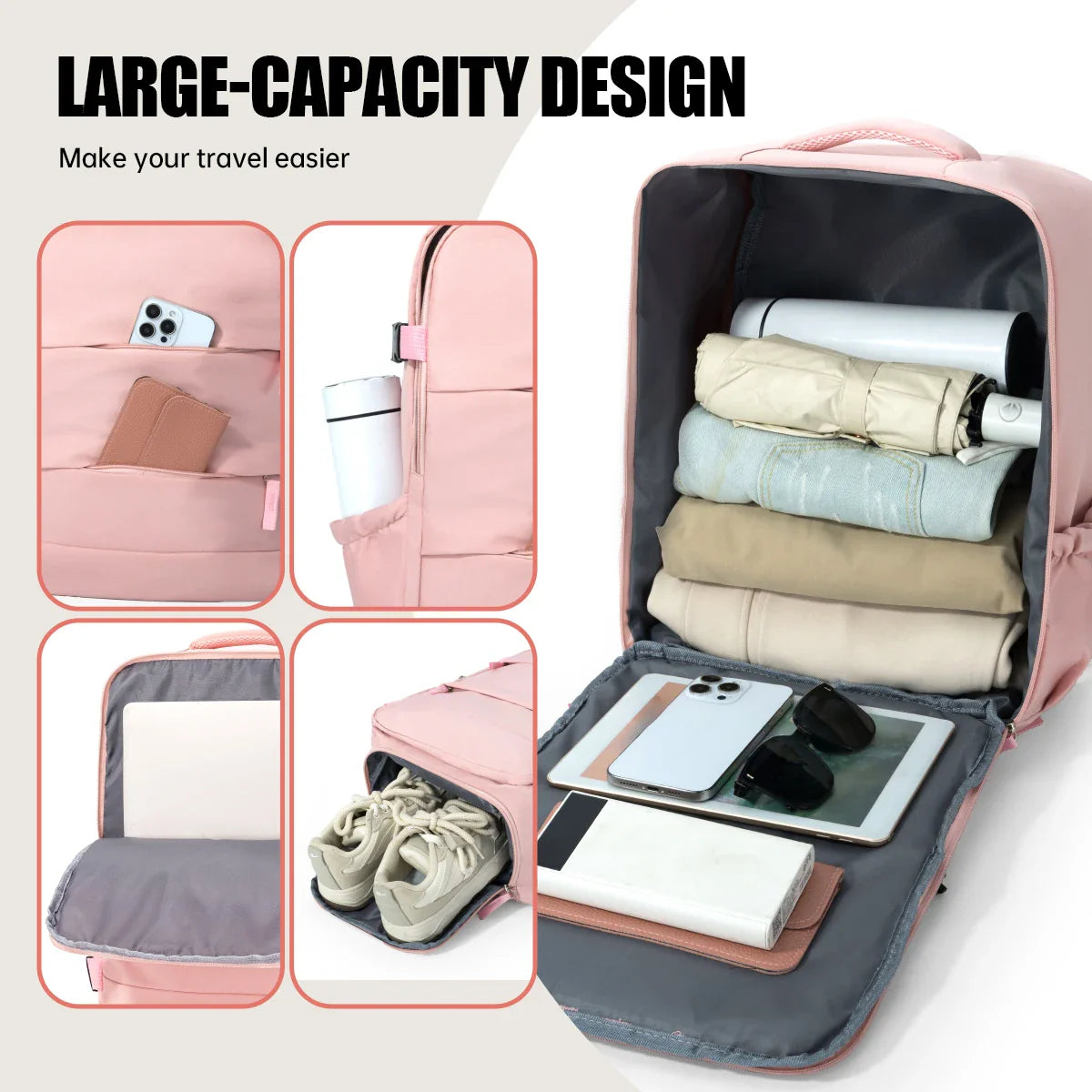 Cross-Border Travel Backpack for Men and Women, Large Capacity Shoe Compartment Luggage Bag, Computer Business Bag, Student School Bag, Commuting Bag