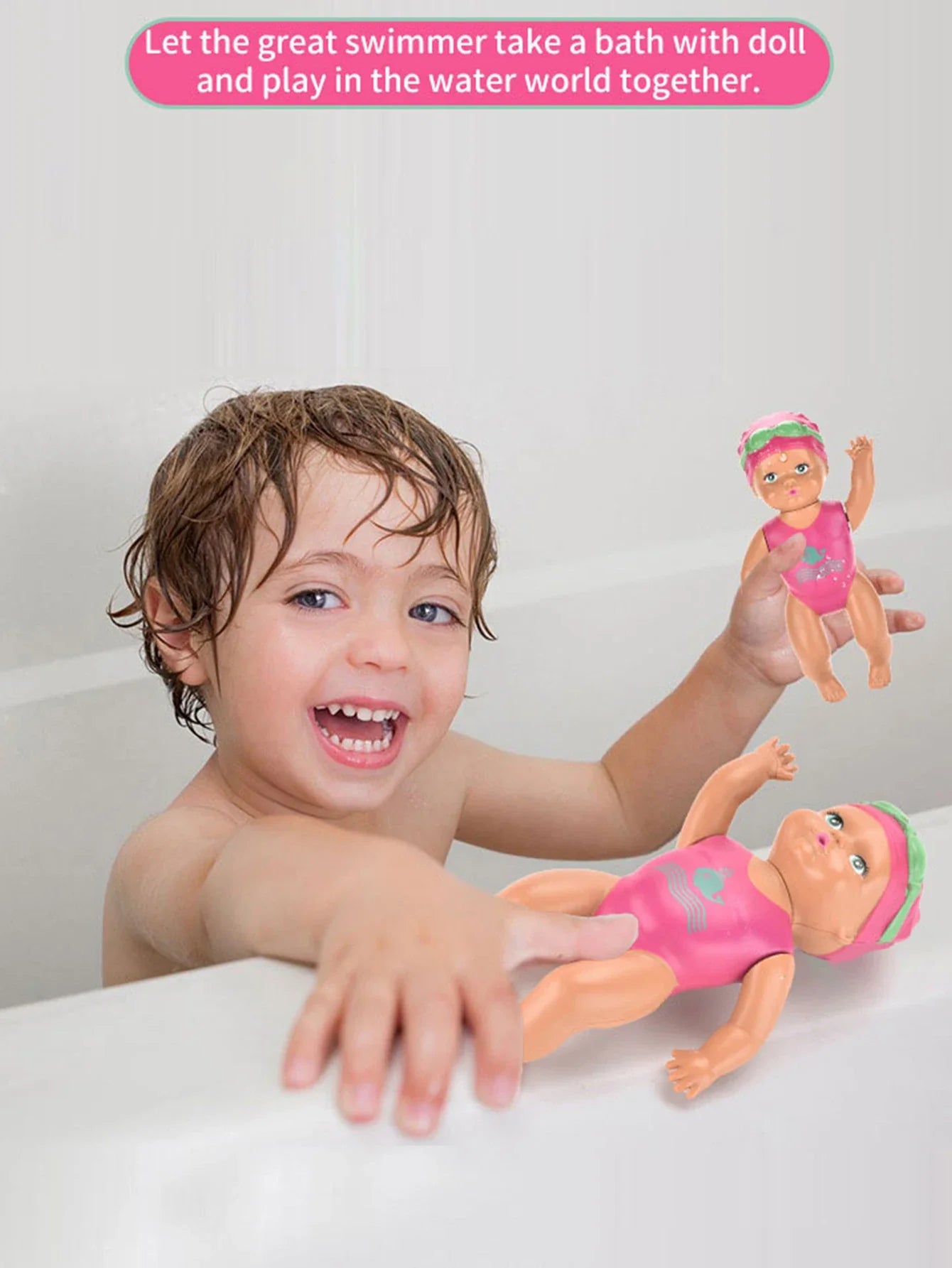 1pcs 6 Inch Mini Swimming Doll Kids Bathroom Bath Toy Baby Bathtub Toy on chain automatic Swimming Little Doll