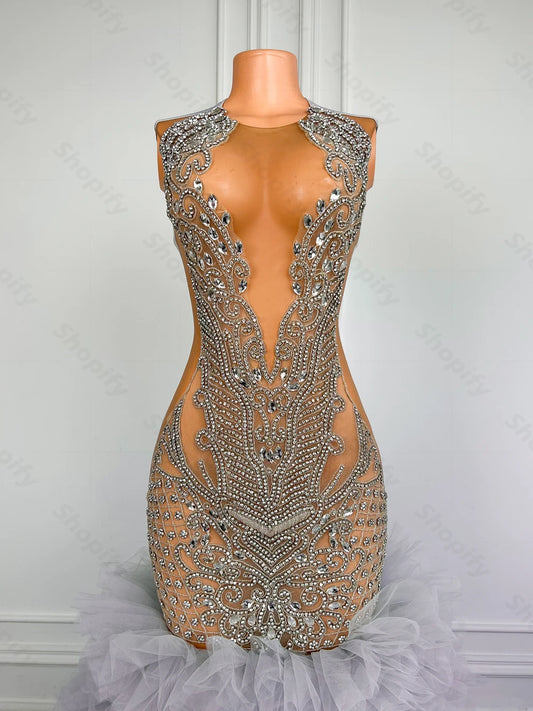 Homecoming Dresses: Prom Dress African Black Girls Luxury Crystal Rhinestones