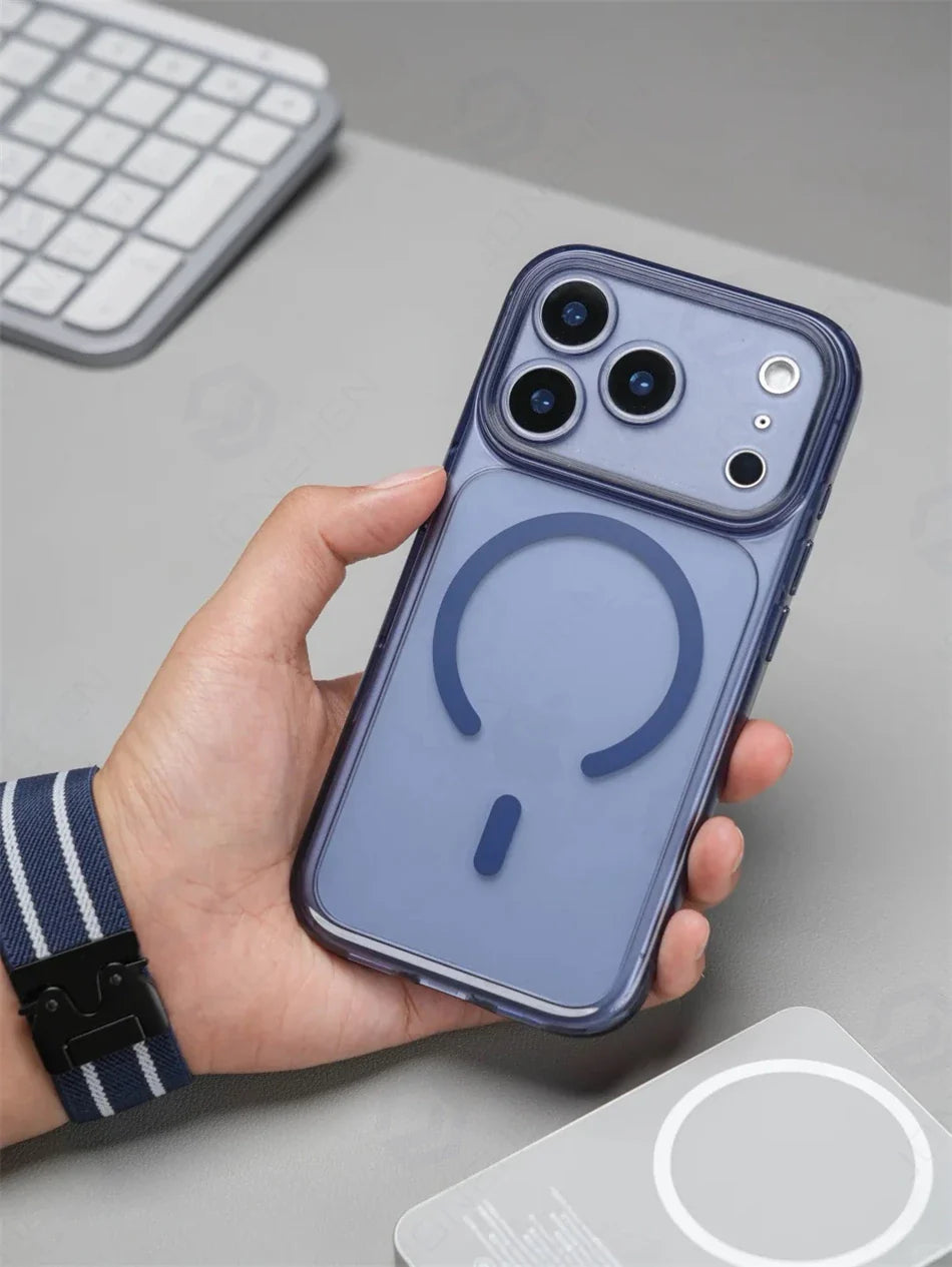 Business Matte Clear Camera Button Magnetic Case For iPhone 17 Pro Max Air 17pro Detachable Lens Shockproof Cover For Magsafe