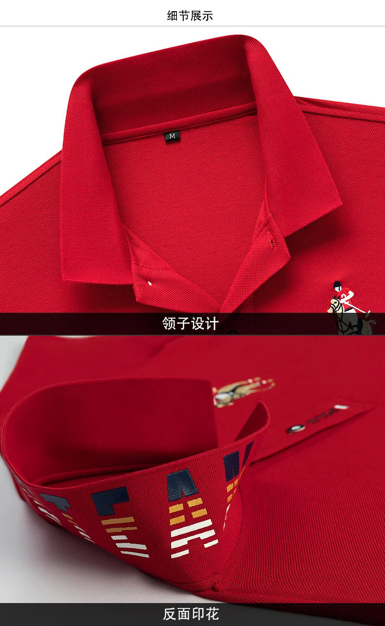 Brand Embroidered Men's Pure Cotton Popsicle Cotton Short Sleeved Polo Shirt Summer New Business Casual Breathable Men's Top 4xl