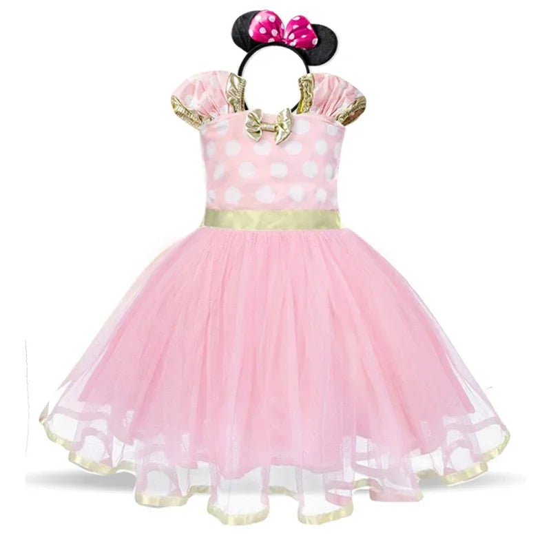 Baby Girls Minnie Mouse Dress for Toddler Clothing 1-5Yrs Kid Cosplay Vestidos Halloween Costume for Kids Christmas Party Dress