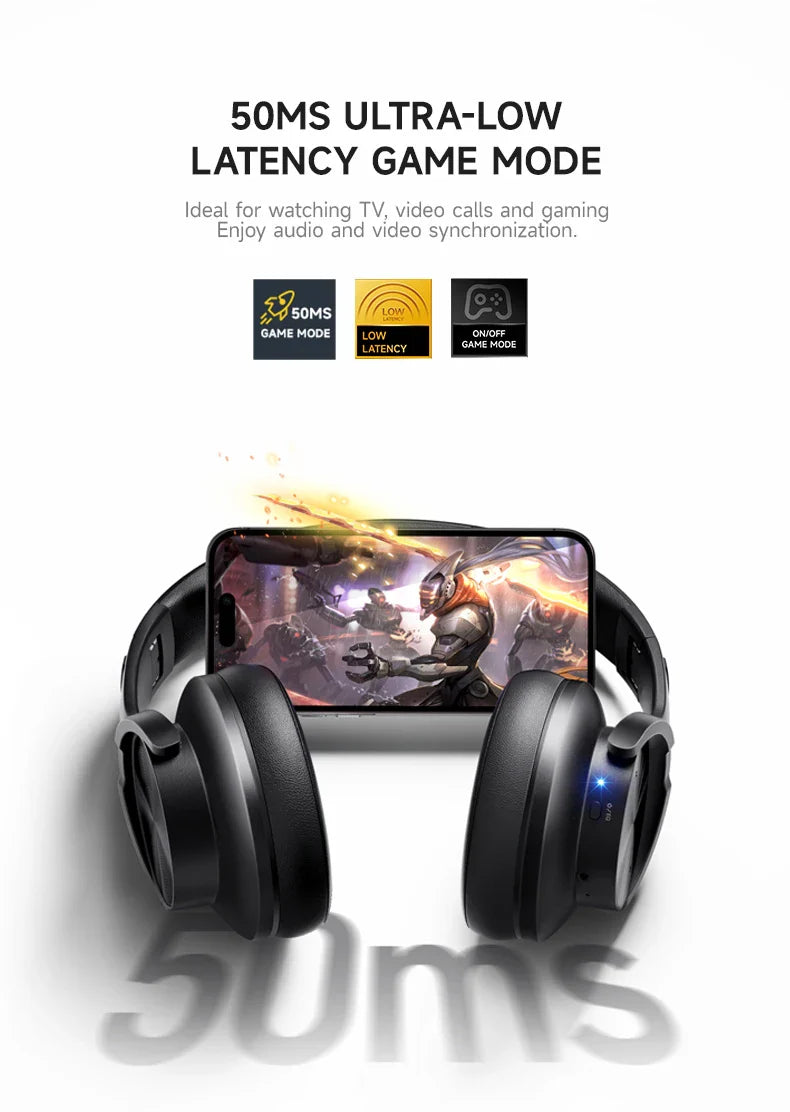 Picun B8 Bluetooth Headphones 120H Playtime Headset Wireless Bluetooth 3EQ Mode Low Latency Hands-Free Calls Over Ear Headphones