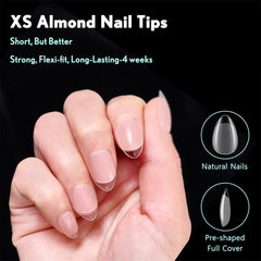 600 PCS Soft Gel X Nail Tips Supplies,Full Cover False Nail Tips for Acrylic Nails Gel,Extra Short Almond Nail Tip Square Medium