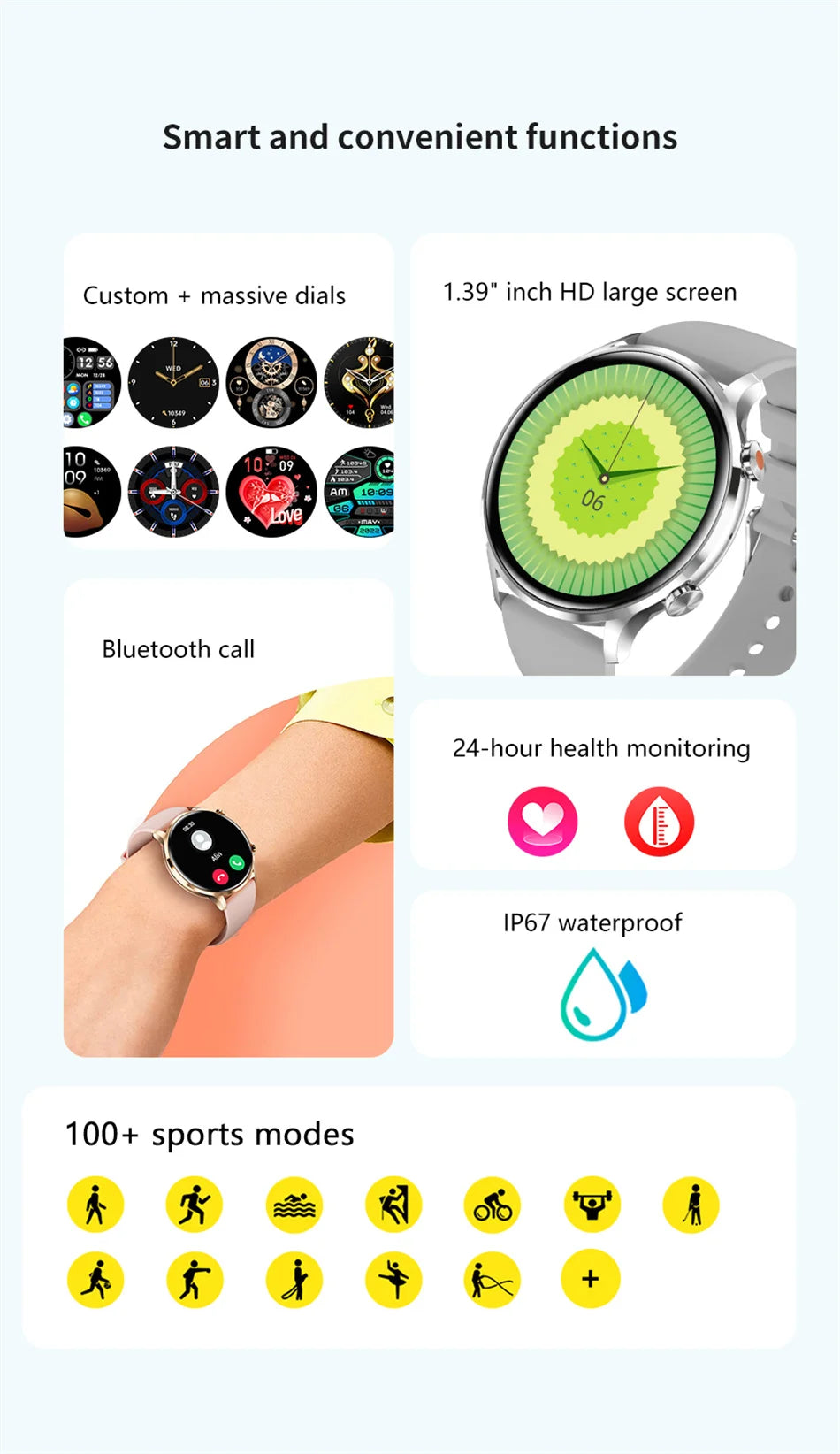 2026 New Smartwatch Women AMOLED HD Screen Always On Display Bluetooth Call IP68 Waterproof GPS Smart Men Watch For Android ios