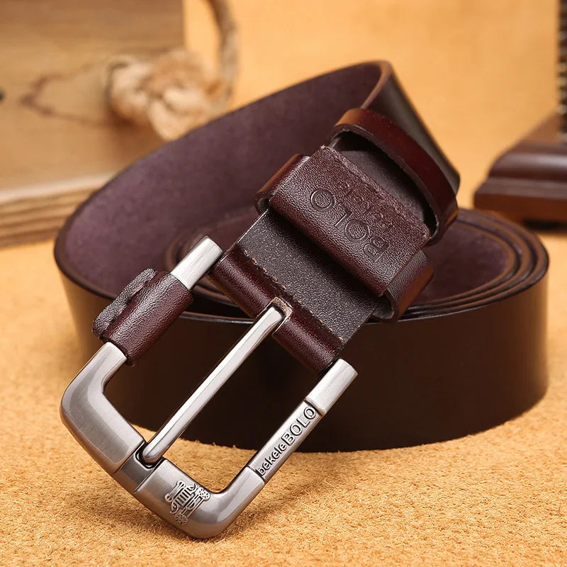 Men's Belt New Fashionable Men's Luxury Designer Belt 3.8cm Cowhide Belt Pin Buckle Men's Genuine Leather Belt 105-125cm