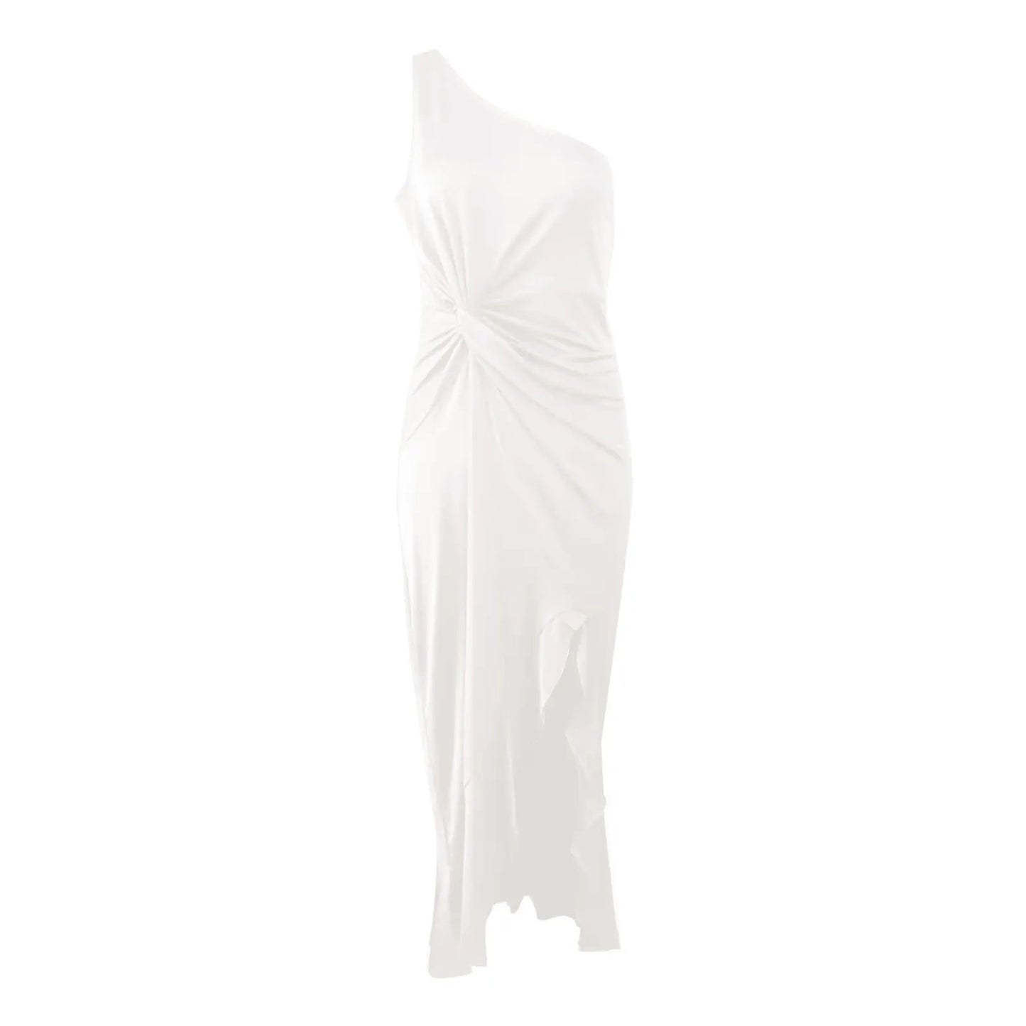 Evening wear Dresses: One Shoulder Prom Dresses Ladies Ruched Ruffle Formal