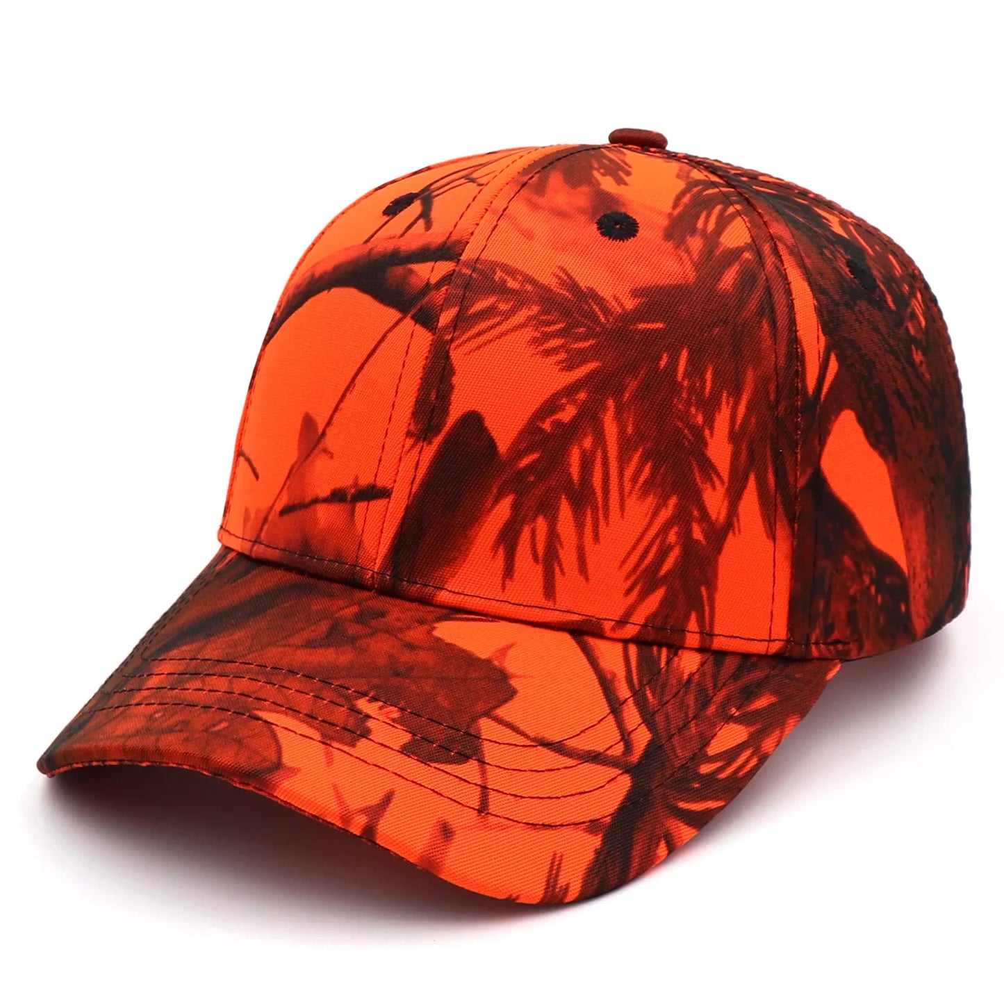 KOEP Jungle Tree Orange Camouflage Cotton Dad Snapback Hat Outdoor Fishing Baseball Cap Bold Fluorescent Orange Camo Hunting Hat