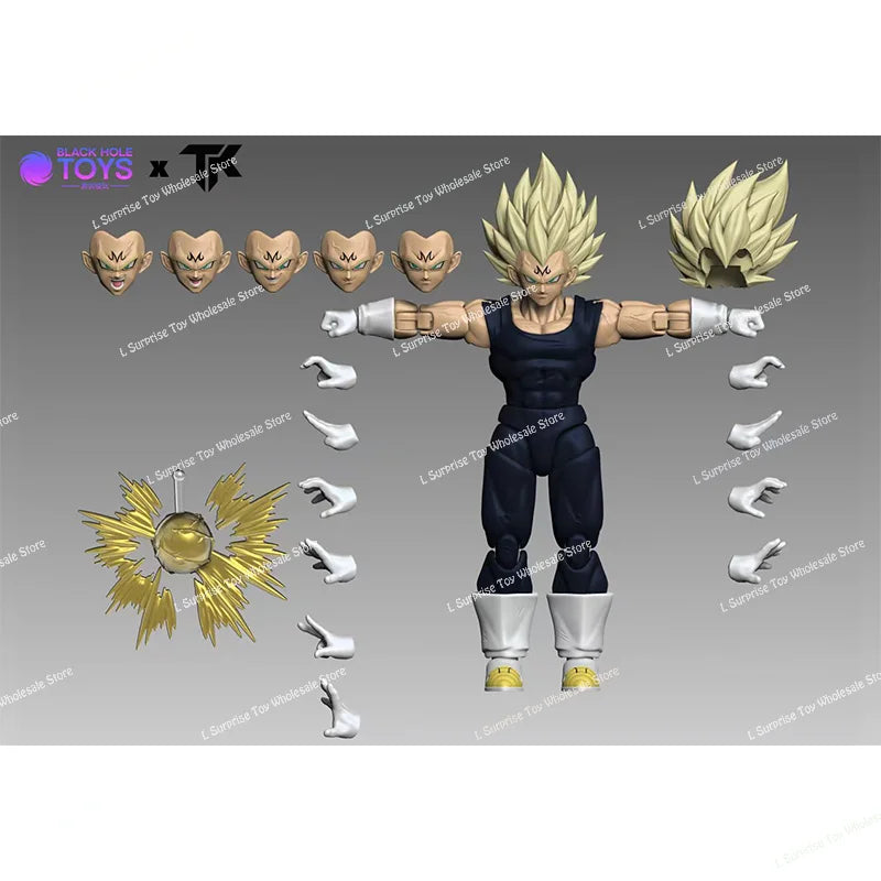 Black Hole TK Custom Dragon Ball Z Super Saiyan SSJ Majin Vegeta Battle Damage Full Power Anime Action Figures Models Gifts Toys