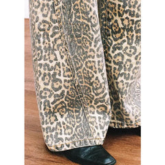 Women's jeans American Retro High Street Leopard Print Loose Wide Leg Pants