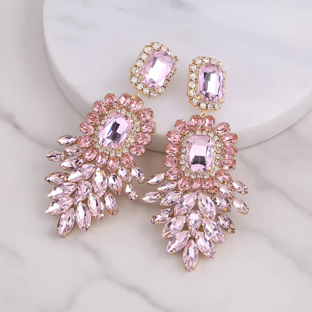 New Crystal Dangle Earrings For Women Rhinestone Earrings Weddings Ladies Party Fashion Jewelry Accessories Wholesale Gifts