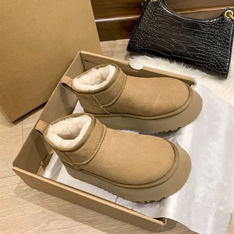 Sheepskin Wool Comprehensive Anti-skid Snow Boots Women's Mini Short Boots