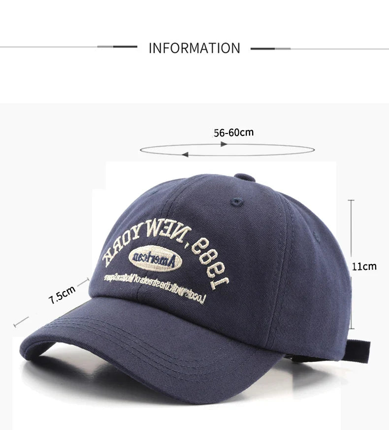 Korean Retro Baseball Hat Women's Autumn Winter Versatile Ins Street Letter Embroidered Caps Summer Couple Men