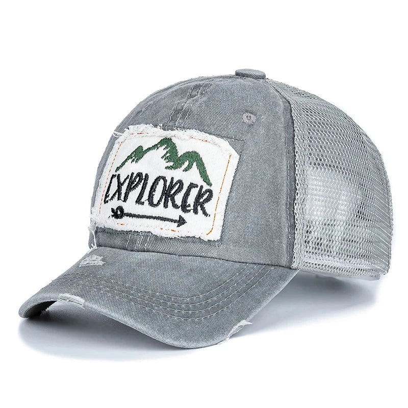Unisex Washed Cotton Cap Mountain Embroidery Vintage Baseball Caps Men Women Adjustable Breathable Outdoor Streetwear Sports Hat