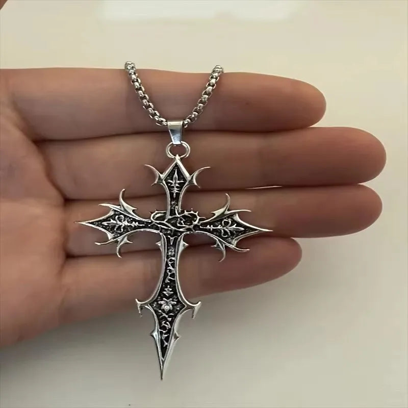European And American Fashion Personality Retro Gothic Cross Necklace For Men And Women Street Hip-Hop Trendsetters Versatile Pe