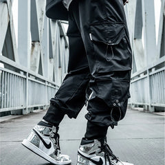 Black Cargo Pants Men Joggers Hip Hop Techwear Pants Hippie Cargo