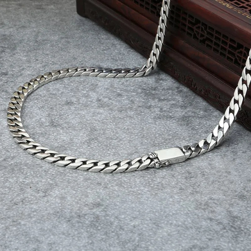 100% S925 Sterling Silver Necklace Bracelet Punk S925 Silver Jewelry Never Fade Carry certificate Men Women Jewelry Gifts