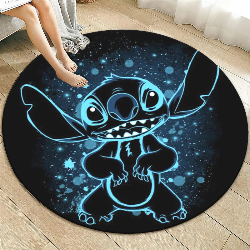 Stitch Cartoon HD Printed Round Carpet for Living Room Rugs Camping Picnic Mats