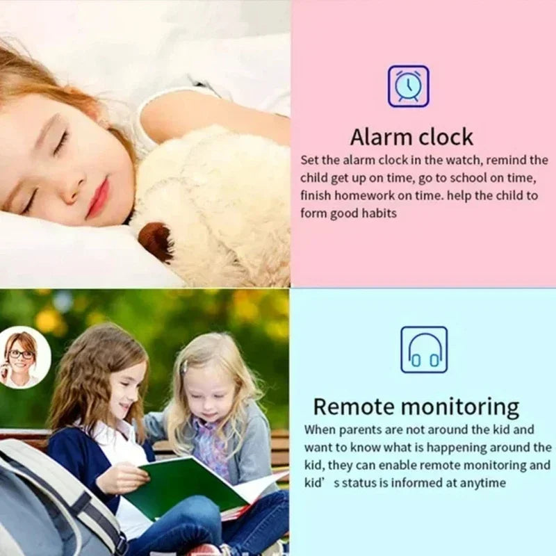 Lenovo Kids Smart Watch SOS GPS Location Sim Card Camera Heart Rate Monitoring Bluetooth Calling Waterproof Gift For Android