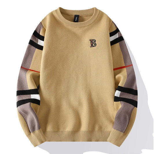 Autumn/Winter Fashion Luxury Men's Classic Casual Stripe Checkered Pullover
