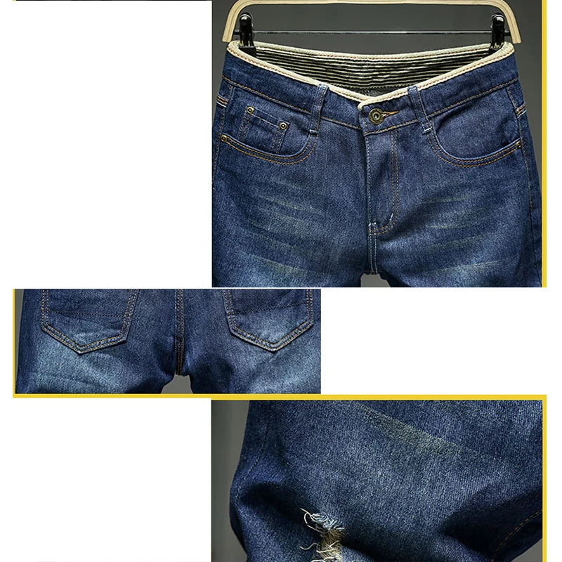Men Shorts Thin Section Elastic Force Slim Fit Short Jeans