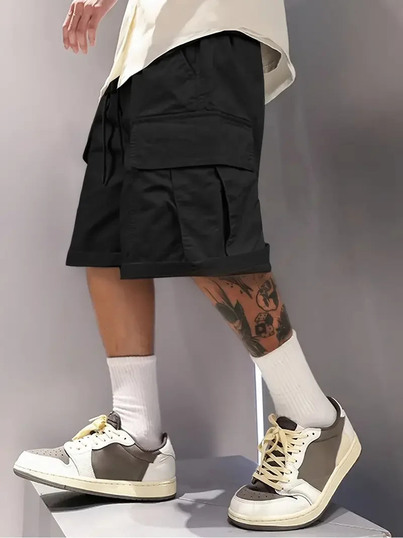 Summer Men's Cargo Shorts, Casual, Versatile and Fashionable, Three Colors Available, Multi-Pocket Design, Suitable for Casual Outings