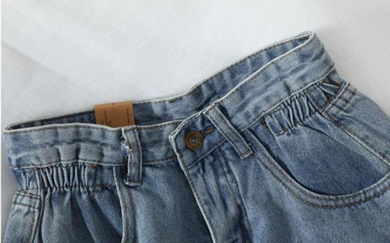 ZMZBCH Summer High Waist Denim Shorts Women Casual Loose Ladies Fashion Plus Size Elastic Waist Wide Leg Short Jeans Female