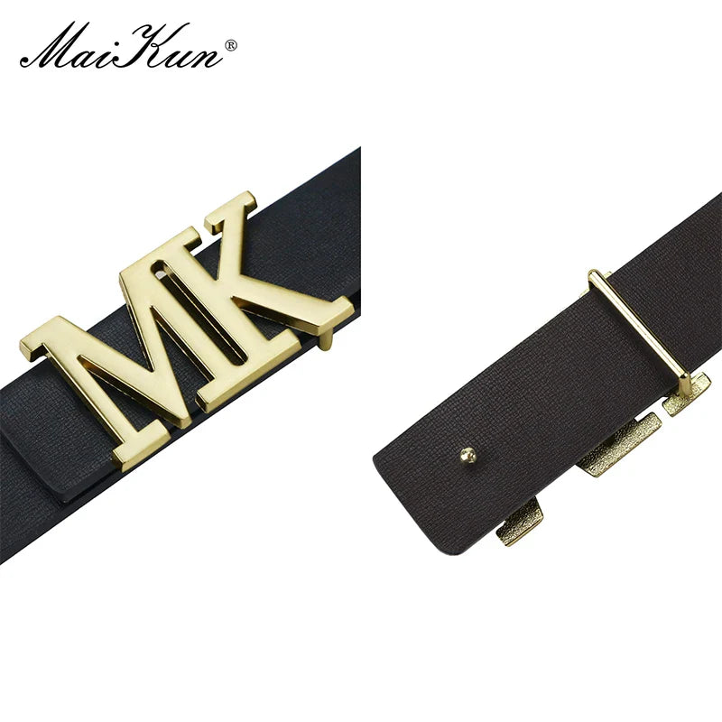 Maikun Men's Reversible PU Leather Dress Belt Rotated Black Buckle Belt Valentine's Day