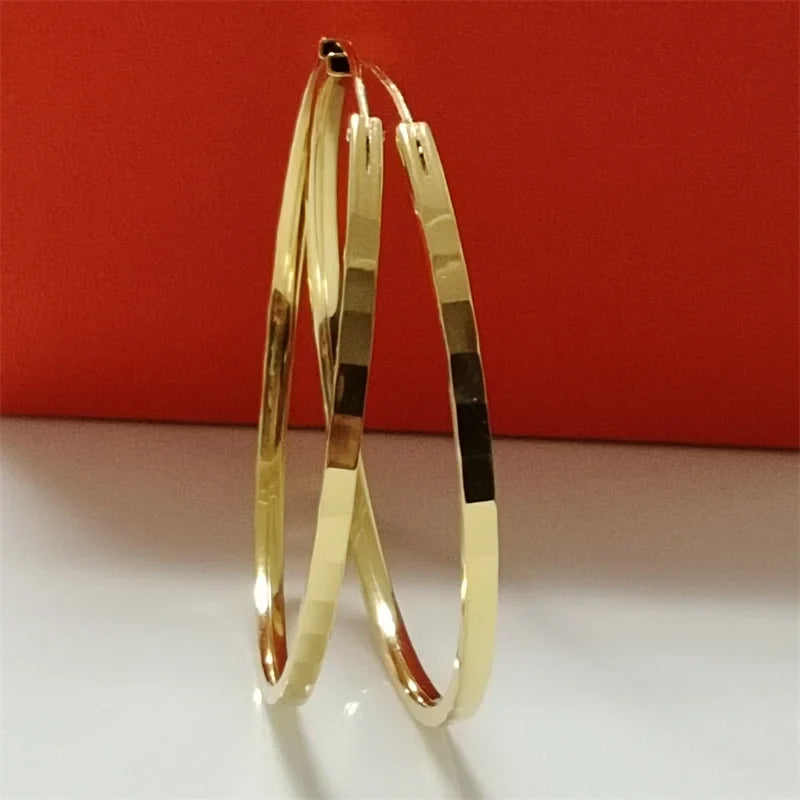 Senlissi - New Fashion 18K Gold Plated Hoop Earrings For Women 925 Sterling Silver Earring Cерьги Kольца Jewelry Girlfriend Gift