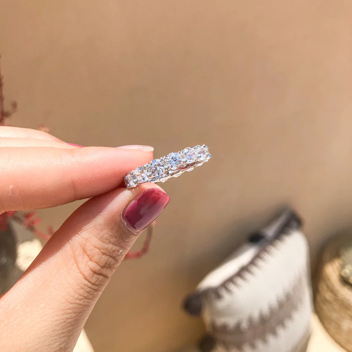 4.0mm  Moissanite Diamond Ring 925 Sterling Silver Classic Wedding Ring Single Head Ring Women's Wedding Jewelry Gift