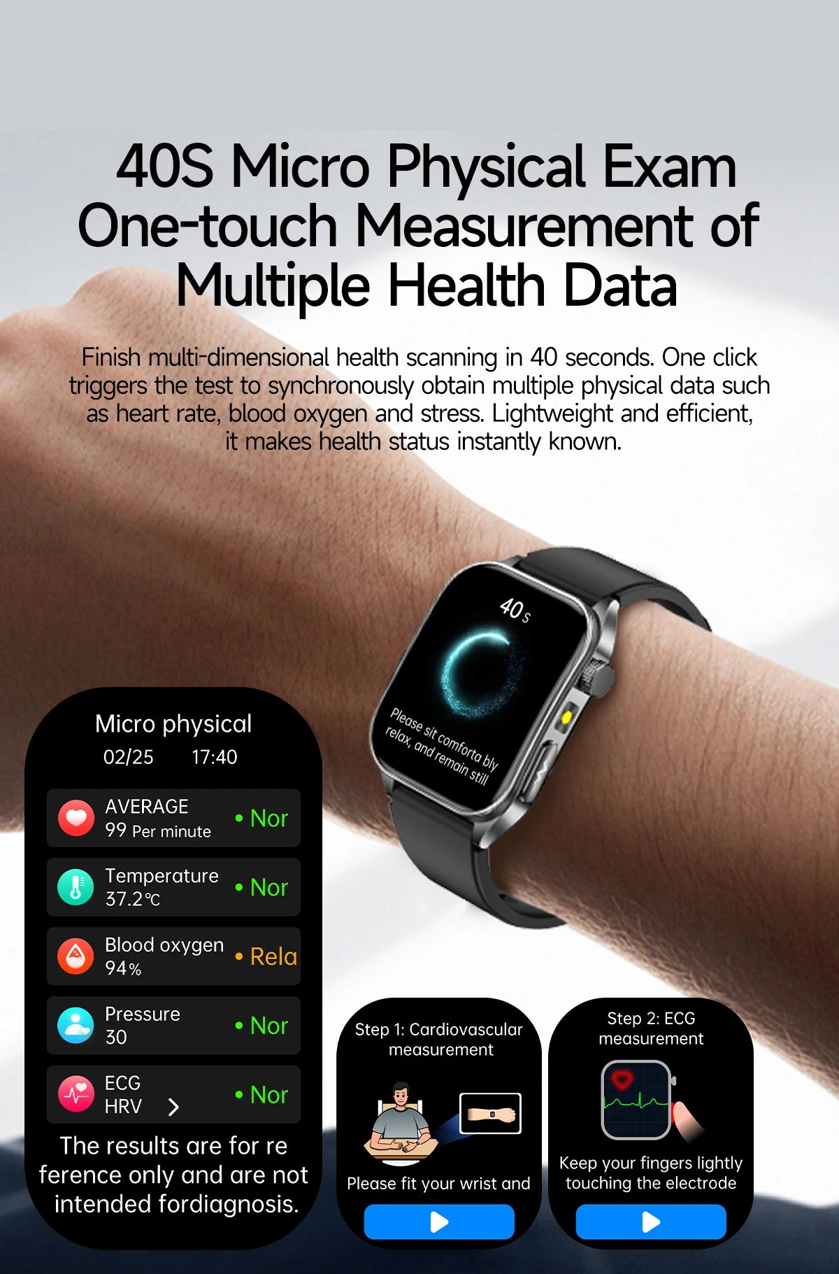 2025 New Blood Pressure 650nm Laser Therapy Diagnosis Smartwatches Men Women Clock Uric Acid Lipid  Heart rate Smart Watch IOS