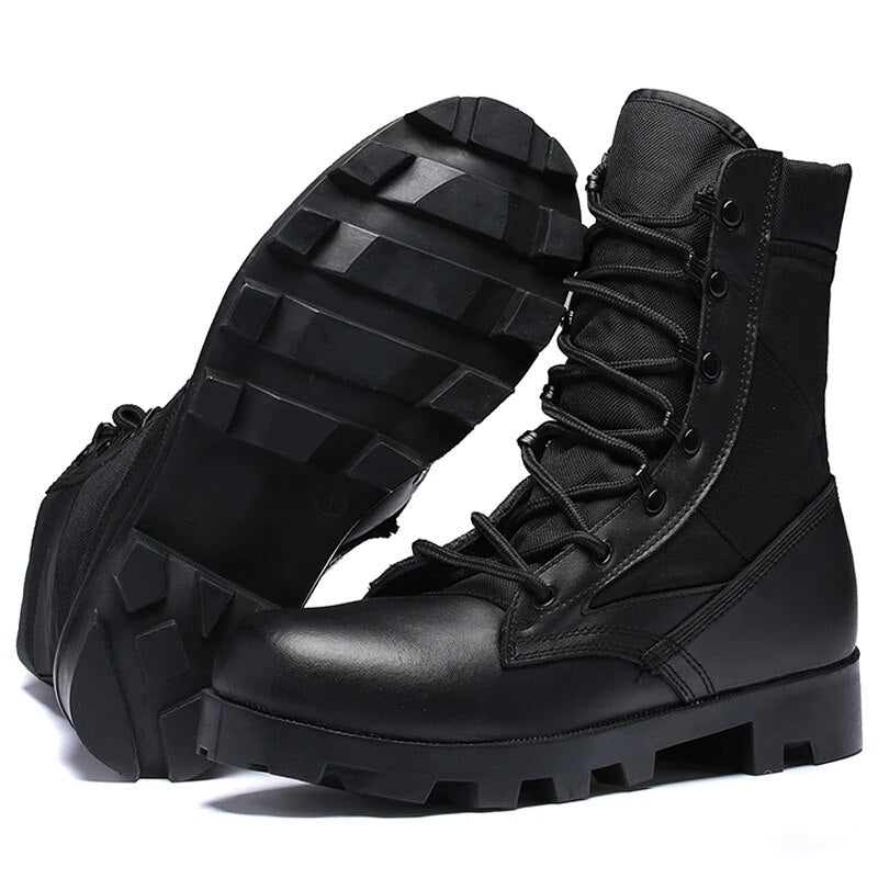 Genuine Leather Male Military Boots Desert Combat Botas Outdoor Hiking Boots