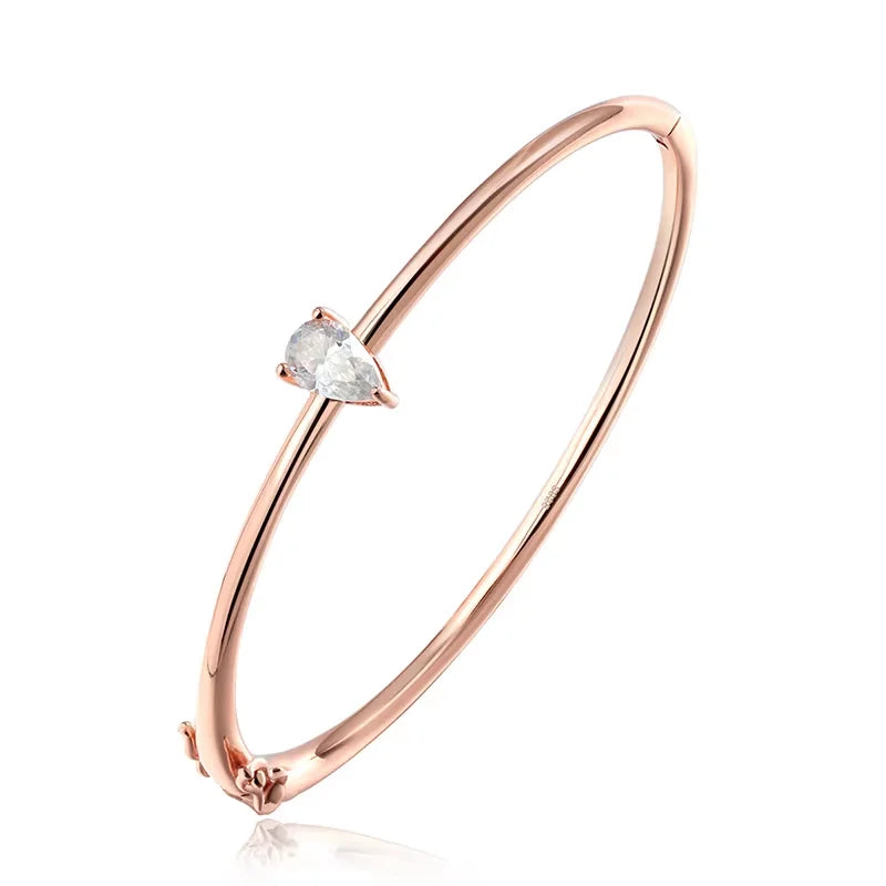 Smyoue 1CT Pear Cut Certified Moissanite Bangles for Women 100% S925 Solid Silver Lab Diamond Bracelets Birthday Gift Jewelry